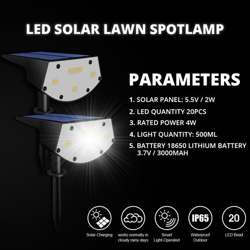 Outdoor Solar Wall Lights, 100 LED Solar Lights | 2 Pcs | WBM SMART